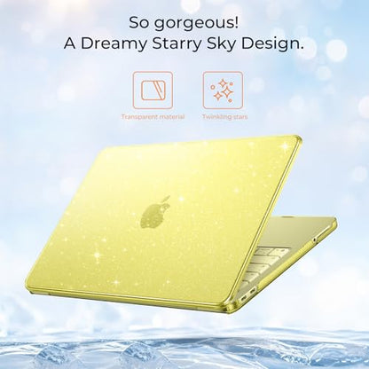 EooCoo for MacBook Neo Case 13 inch 2026, 100% Match Color, Sparkly Citrus | Lightweight, Protective Hard Shell Case & Keyboard Cover & Screen Film, Model A3404 with A18 Pro Chip - color: Sparkly Citrus