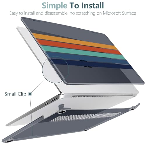 Batianda Case for Microsoft Surface Laptop 15 inch, Retro Stripes | Fits Surface Laptop for Business 8th Edition 2026 & Surface Laptop 7 2024, 4-in-1 Accessories Bundle, Slim Durable Hard Shell - color: Black Stripes