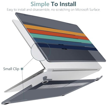 Batianda Case for Microsoft Surface Laptop 15 inch, Retro Stripes | Fits Surface Laptop for Business 8th Edition 2026 & Surface Laptop 7 2024, 4-in-1 Accessories Bundle, Slim Durable Hard Shell - color: Black Stripes