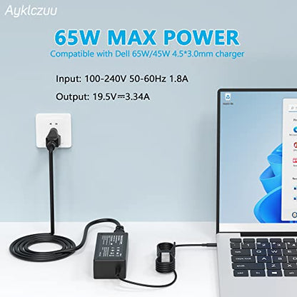 65W 45W AC Adapter Charger for Dell Laptop Charger, inspiron 11 13 14 15 17 3000 5000 7000 Series 15 3558 5559 5558 5755 5568 5565 7560 laptops Round Connects Chargers 4.5mm Tip - color: black1