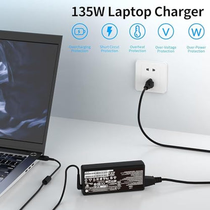 135W Charger Fit for Lenovo Legion Y530 Y730 Y520 Ideapad Y700 Gaming 3 Slim 7 ThinkPad T15p X1P 15v T440P T540 Yoga Slim 7 C940 S740 720 S740 20V 6.7A ADL135NLC3A 4X20E50558 AC Adapter Supply Power