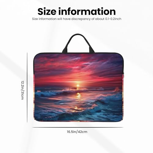 14 Inch Laptop Sleeve Case Waterproof Lightweight Laptop Case Bag Ocean Tide At Warm Twilight Travel Laptop BagsWith Handle Briefcase Messenger Bag For Women Men
