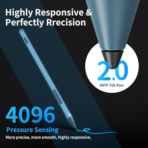 Stylus Pen for ASUS Transformer/Mini/ASUS Zenbook Flip/Pro/ASUS Vivobook Flip/Pro/Duo/ASUS Notebook, Rechargeable MPP 2.0 Tilt Active Pen with 4096 Pressure Sensitivity, Tpye-c Charge, Blue - color: Blue