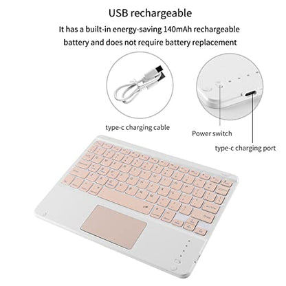Ultra Slim Wireless Bluetooth Keyboard with Touchpad for iPad, Rechargeable 10'' QWERTY Layout Portable Wireless Keyboard for iPad Pro/Air/Tablet, and Other iOS Android Windows Devices(Pink) - color: pink