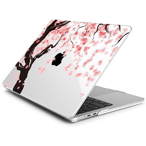 Batianda Case for MacBook Air 15" with M5 M4 M3 M2 Chip, Cherry Blossoms | 4-in-1 Set with Pink Sakura Branch Design, Lightweight Hard Shell Protection For Girls, Students and Cherry Blossom Lovers - color: Cherry Blossoms