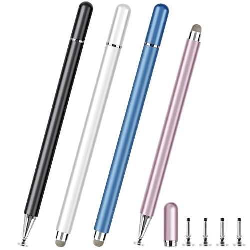 Stylus Pens for Touch Screens, 4 Pcs High Precision Disc Stylus with Magnetic Cap, 2 in 1 Stylus Pen Compatible with iPhone, iPad Pro, Mini, Air and Samsung Tablets - color: Multicolor