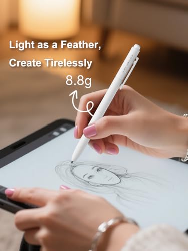 EMR Stylus Pencil for Remarkable 2/1, 4096 Pressure Sensitivity, Palm Rejection, Tilt Function, No Charging, Digital Pen for Kindle Scribe/BOOX Onyx/Samsung/Wacom EMR Devices, White with 2 Tips