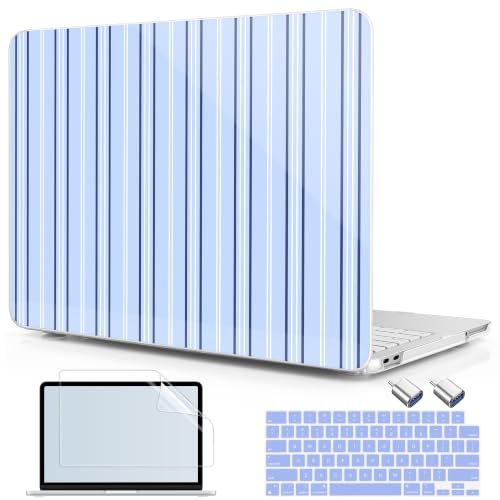 Compatible with MacBook Neo 13 inch (2026 Release A3404) (A18 Pro) with Liquid Retina Display, Printed Slim Protective Case with Screen Protector & Keybaord Cover, Blue Lines - color: Blue lines