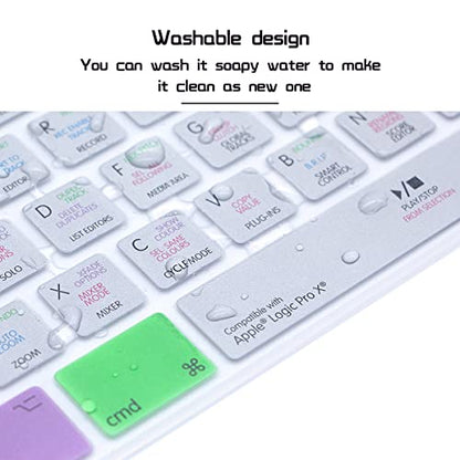 HRH for iMac G6 MB110LL/B MB110LL/A A1243 Keyboard with Numeric Keypad NumberPad Print:Logic Pro X Functional Shortcuts Hot Keys Design Silicone Keyboard Skin Cover [US/EU Layout] - color: Z-Logic Pro X