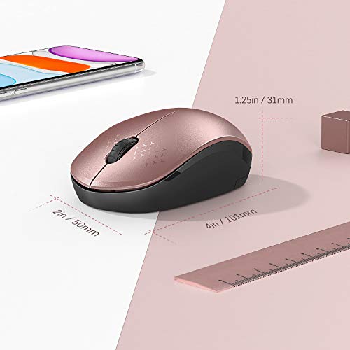 seenda Wireless Mouse, 2.4G Noiseless Mouse with USB Receiver Portable Computer Mice for PC, Tablet, Laptop, Notebook - Rose Gold&Black - color: Rose Gold and Black
