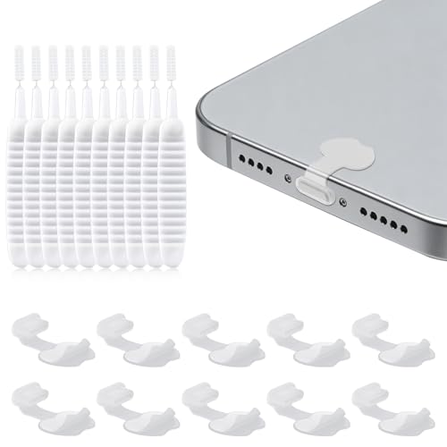 10 pcs Type C Dust Plugs, USB C Anti Loss Plug Cover, Silicone USB C Dust Cover Charging Port Protector Compatible with Phone 15, 16 17 Plus Pro Max & Type-C Devices - Transparent - color: Transparent