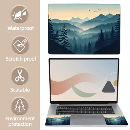 Universal Laptop Skin Sticker for 12/13/14/15.6 Inch Laptops, Reusable Vinyl Laptop Decal Cover, Waterproof Scratch Resistant Notebook Skin with 2 Wrist Pads,Misty Mountains - color: Misty Mountains