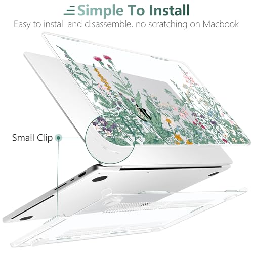 TWOLSKOO Compatible with MacBook Pro 14 inch Case 2023 2022 2021 Release M2 A2779 M1 A2442 Pro/Max Chip with Touch ID, Plastic Hard Shell Case & Keyboard Cover & Screen Protector, Wildflower - color: Wildflower