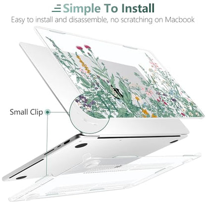 TWOLSKOO Compatible with MacBook Pro 14 inch Case 2023 2022 2021 Release M2 A2779 M1 A2442 Pro/Max Chip with Touch ID, Plastic Hard Shell Case & Keyboard Cover & Screen Protector, Wildflower - color: Wildflower