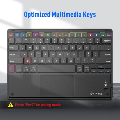 FINTIE Ultrathin Wireless Bluetooth Keyboard with Touchpad for iPad Tablets | For iOS, Samsung Galaxy, Nexus and Other Android and Windows Device, 4mm Slim Design, Built-in Multi-touch Trackpad