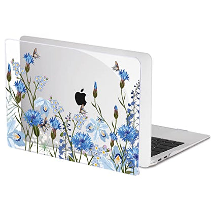 Compatible with MacBook Air 13 Inch Case 2018 2019 2020 2021 Release A2337 M1 A1932 A2179 Touch ID, Plastic Hard Case Keyboard Cover Screen Protector for Mac Air 13 M1, Tropical Blue Flowers - color: Tropical Blue Flowers