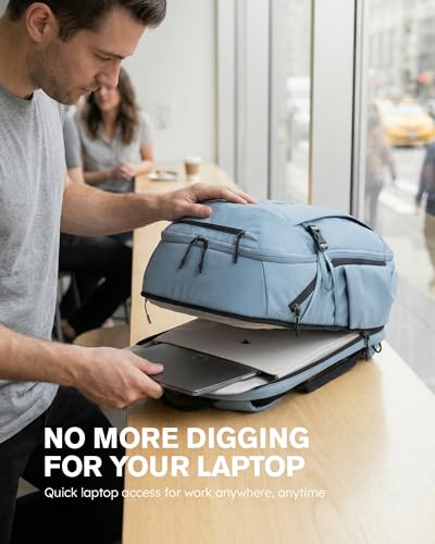 Tolaccea Travel Laptop Backpack 32L, TSA Friendly Flight Approved Computer Work Business Bag, Water-resistant Carry on Luggage, Durable Casual Daypack College Rucksack for Men Women - color: Sky Mist