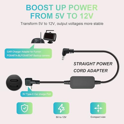 Furrion Vision S Display Power Cable Replacement - (3.3ft) | USB-C to DC 3.5mm charger adapter for FOS07TADS monitor, compatible with FOS48TA-BL/FOS48TAPK-BL hanging backup camera system - color: 3.3FT