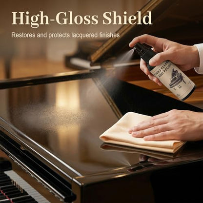 Piano Cleaner & Polish Kit ProTone All-in-One Piano Care Kit | Piano Maintenance Accessories for Grand, Upright & Digital Pianos - Restores High Gloss Shine & Protects Finish