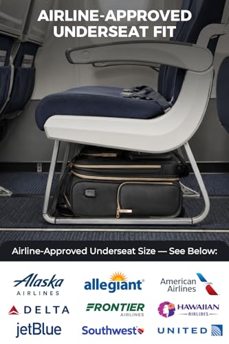 HotWay Underseat Carry On Luggage with Wheels, 16 Inch Rolling Personal Item Bag with USB Port & Multi Pockets, Lightweight Soft Sided Suitcase for Airline Travel, Black