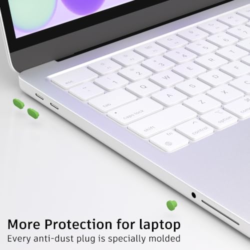 ProElife 7 Pcs Anti Dust Dirt Plug Cups Set for MacBook Neo, Green | Durable & Reusable Silicone Laptop Accessories, Custom Fit Design, Easy to Clean Non-Slip Stuff for Macbook USB-C & Headphone - color: Green