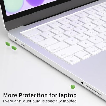 ProElife 7 Pcs Anti Dust Dirt Plug Cups Set for MacBook Neo, Green | Durable & Reusable Silicone Laptop Accessories, Custom Fit Design, Easy to Clean Non-Slip Stuff for Macbook USB-C & Headphone - color: Green