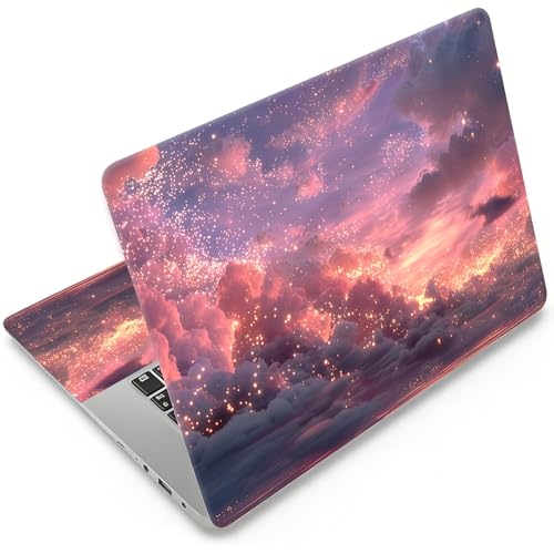 DEGDFSGR 12.1-15.6 Inch Universal Reusable Laptop Skin Sticker Decal, Waterproof Removable Protector for Notebook Cover, Scratch-Resistant Vinyl Cuttable Full Wrap Sticker, Pink Purple Starry Sky - color: Pink Purple Starry Sky