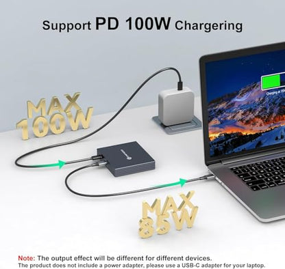 USB C to Display Port Splitter 3 Monitors with 100W PD Port 4K60HZ/4K120Hz(2DP Ports) USBC to DisplayPort Splitter 1 in 3 Out MST HUB Supports Extended(Windows) and Mirrored Displays