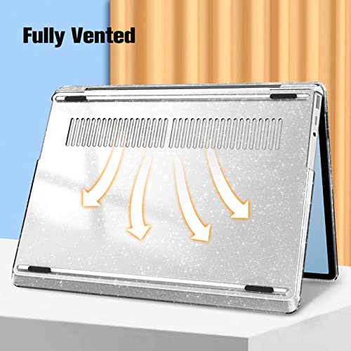 Fintie Case for 12.4 inch Microsoft Surface Laptop Go 3/2/1 2023/2022/2020 | Model: 2013 1943, Snap On Hard Shell Cover, Glittering Clear - color: Glittering Clear