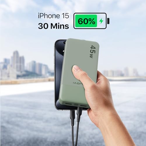JUOVI Power Bank 45W 20000mAh Portable Charger USB C, PD QC Fast Charging 4-Port(2C+2A) External Battery Pack with LED Display, for iPhone 15 16 MacBook ipad | PD QC Fast Charging with 4 USB Ports(2C 2A), LED Display External Battery Pack for iPad Tablet