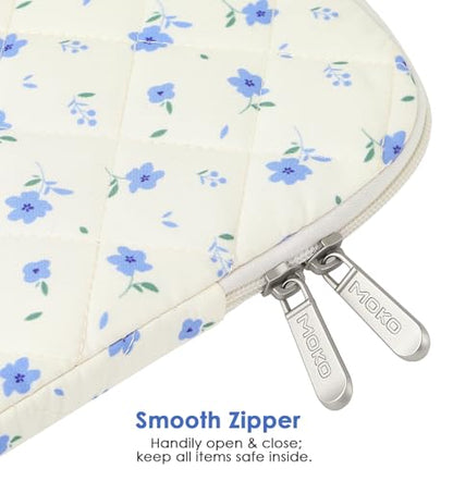 MoKo 13-14 Inch Puffy Laptop Sleeve Bag | Fits MacBook Air/Pro 13-inch M4, MacBook Neo 13-inch A18, Mac Pro 14-inch M3/M2/M1 and MacAir 13-inch M3/M2/M1, Blue Floral - color: Blue Floral, style: 13.3 - 14 Inches