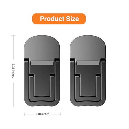 2PCS Zinc Alloy Mini Foldable Laptop Stand, Portable Computer Keyboard Riser with 2 Adjustable Angles, Self-Adhesive Invisible Notebook Stand and Keyboard Lift for Desk (Black)