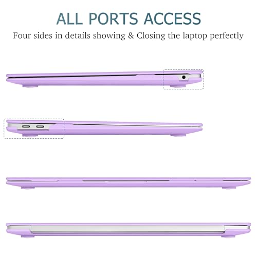 May Chen Compatible with New MacBook Air 13 inch Case 2021 2020 2019 2018 Release Model: M1 A2337 A2179 A1932, Plastic Hard Shell Case for MacBook Air 13 inch with Retina Display Fits Touch ID, Purple - color: Light purple
