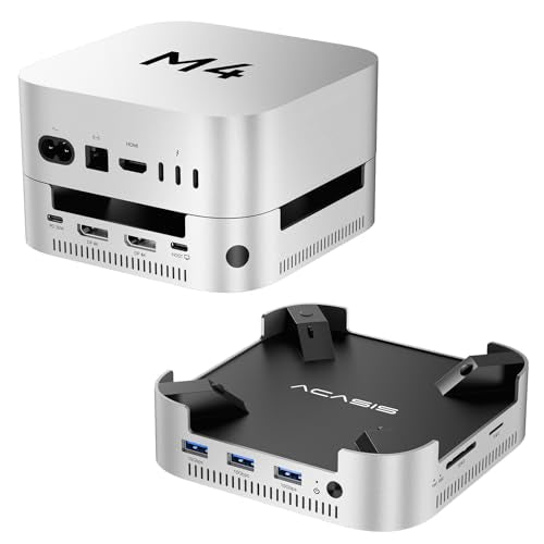 ACASIS 40Gbps Mac mini M4 Dock & Stand with Dual-Bay NVMe SSD Enclosure | Aluminum DP Hub for Mac mini M4 and M4 Pro 2024, 4K60Hz DP, 3X10G USB A, PD 30W, SD/TF 4.0, Support Dual SSD B+M M-Key
