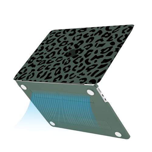 MOSISO Compatible with MacBook Air 13 inch Case M5 2026 M4 2025 M3 M2 2024-2022 A3449 A3240 A3113 A2681, 3 in 1 Leopard Grain Hard Case&Keyboard Cover&ScreenFilm for MacBook Air 13.6 Case, Green - color: Green