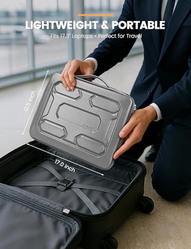 DOMISO 17 inch Laptop Sleeve with Handle Shockproof Waterproof EVA Protective Case for 17.3" ZBook Fury 17.3 G8/MSI GS73VR Stealth Pro/HP Envy 17/LG Gram 17"/ROG Strix GL702VS, Silver - color: Silver, size: 17.3 inch