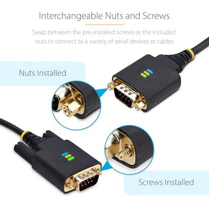 StarTech 10ft USB to Serial Adapter Cable, FTDI IC (1P10FFC-USB-SERIAL) | USB-A to DB9 RS232, Interchangeable DB9 Screws Nuts, COM Retention, LED Indicators - size: 10ft