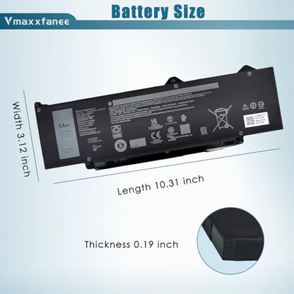 DR02P R73TC Laptop Battery Replacement for Dell Latitude 5540 5440 Precision 3580 3590 3480 3490 Series DR02P 803W6 0803W6 2X1V9 02X1V9 54Wh 11.4V 4623mAh - size: 10.35*3.42*0.19 inch DR02P