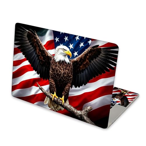 Universal Laptop Skin Sticker for 12/13/14/15.6 Inch Laptops, Reusable Vinyl Laptop Decal Cover, Waterproof Scratch Resistant Notebook Skin with 2 Wrist Pads,Eagles American Flag - color: Eagles American Flag
