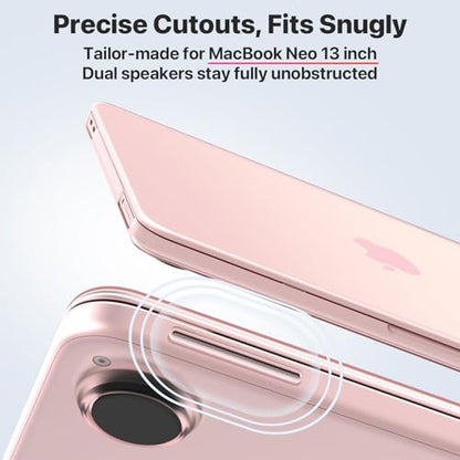 Soonjet for MacBook Neo 13 inch Case 2026 A3404 Hard Shell + Keyboard Cover | Official Blush Clear, Anti Scratch & Fingerprint, Pink Matte, Protective Mac Laptop Cover, Thin & Lightweight, Plastic - color: Frost Blush