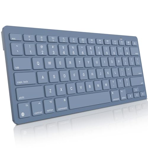 OMOTON Wireless Keyboard for Mac, Bluetooth Keyboard for Mac - No Number Pad, Compact Travel Design for Coffee Shop, Home Office, macOS Function Keys, Compatible with MacBook Pro/Air/iMac, Blue - color: Blue