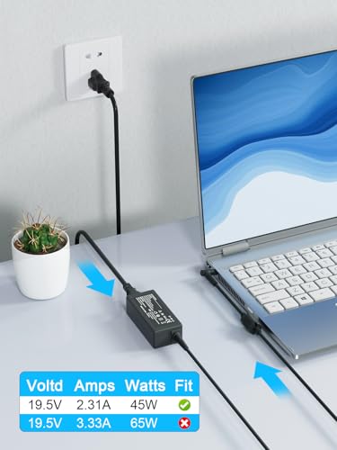 BIYTC Stream 14 & 11 Laptop Charger for HP 45W Computer Blue Tip Power Cord | 19.5V 2.31A,Notebook 15 Model 4.5mm Smart Blue Tip Computer Power Cord