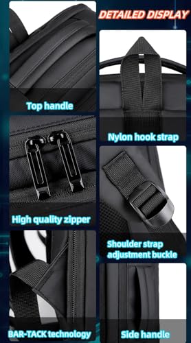 17/15.6" Business laptop backpack, PU backpacks, Travel laptop backpack,carry on backpacks, Expandable backpack Men Women (01#Standard, Black) - color: 01#black, style: 01#standard
