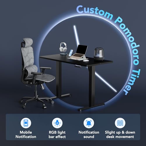 HUANUO 32" AI Smart Standing Desk with App-Synced Sedentary Reminders, Electric Height Adjustable Desk with Body-Data Ergonomic Presets, Voice Control Alexa/Google/Siri, 3 Memory Settings Table, Black - color: Black, size: AI-32" X 19"