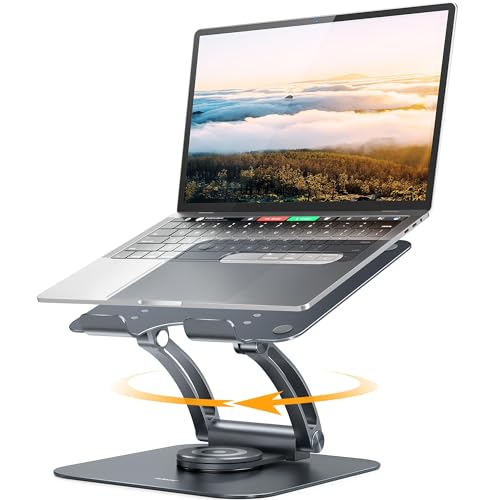 Nulaxy 360° Rotating Ergonomic Laptop Stand for Desk, Dual Foldable Design | Holds 22 Lbs, Dual Hinge Adjustable, Heat-Vent Computer Stand, Portable Office Accessories, Compatible with 10-17" Laptops