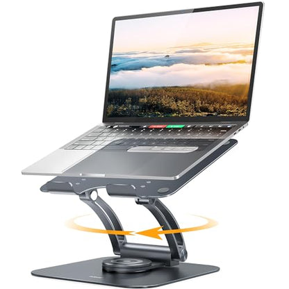 Nulaxy 360° Rotating Ergonomic Laptop Stand for Desk, Dual Foldable Design | Holds 22 Lbs, Dual Hinge Adjustable, Heat-Vent Computer Stand, Portable Office Accessories, Compatible with 10-17" Laptops