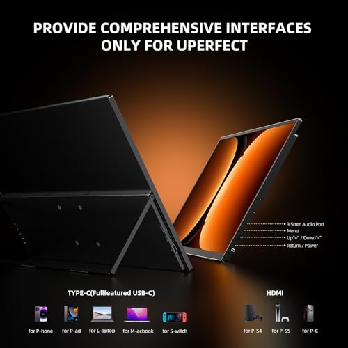 UPERFECT Portable Monitor 4K 24" QLED, 400 Nits 145% sRGB Large Monitor | 3840 * 2160 UHD | USB-C & HDMI | VESA & Stand | Second Screen for Computer, Mini PC, Game Consoles - size: 23.8"