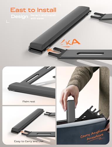 LOXP Laptop Stand for Desk, Aluminum Laptop Riser Holder with Wrist Support | Removable Notebook Stand Ventilated Cooling Computer Riser Ergonomic Lectern Mount Compatible with 10-17” Laptops - color: Black