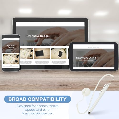 PATIKIL 2 Pcs Screen Capacitive Pen with Spring Rope Fixing Dock High Sensitivity for Mobile Phone Car Navigation GPS POS Tablet Laptop, White - color: White