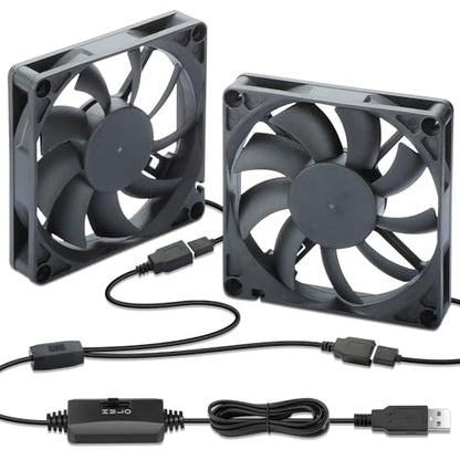 Wathai 2PCS 80mm x 15mm Small USB Fan, USB Cooling Fan 2 in 1 for AV Receiver Flat Panel Xbox DVR PS4 PS5 Router TV Box Computer Cabinet Cooler - size: 80x15mm (5V)